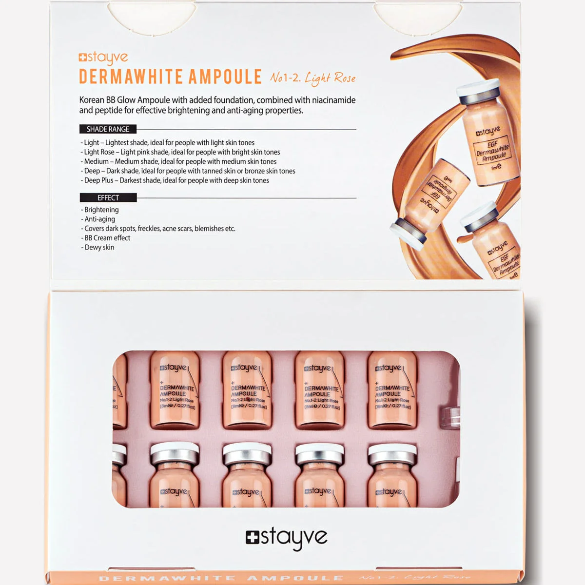 Stayve BB Glow Dermawhite Ampoule - No 1-2 Light Rose (8ml x 10 vials) - Image 3